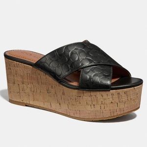 Coach- Cross Band Wedge Slide Sandal